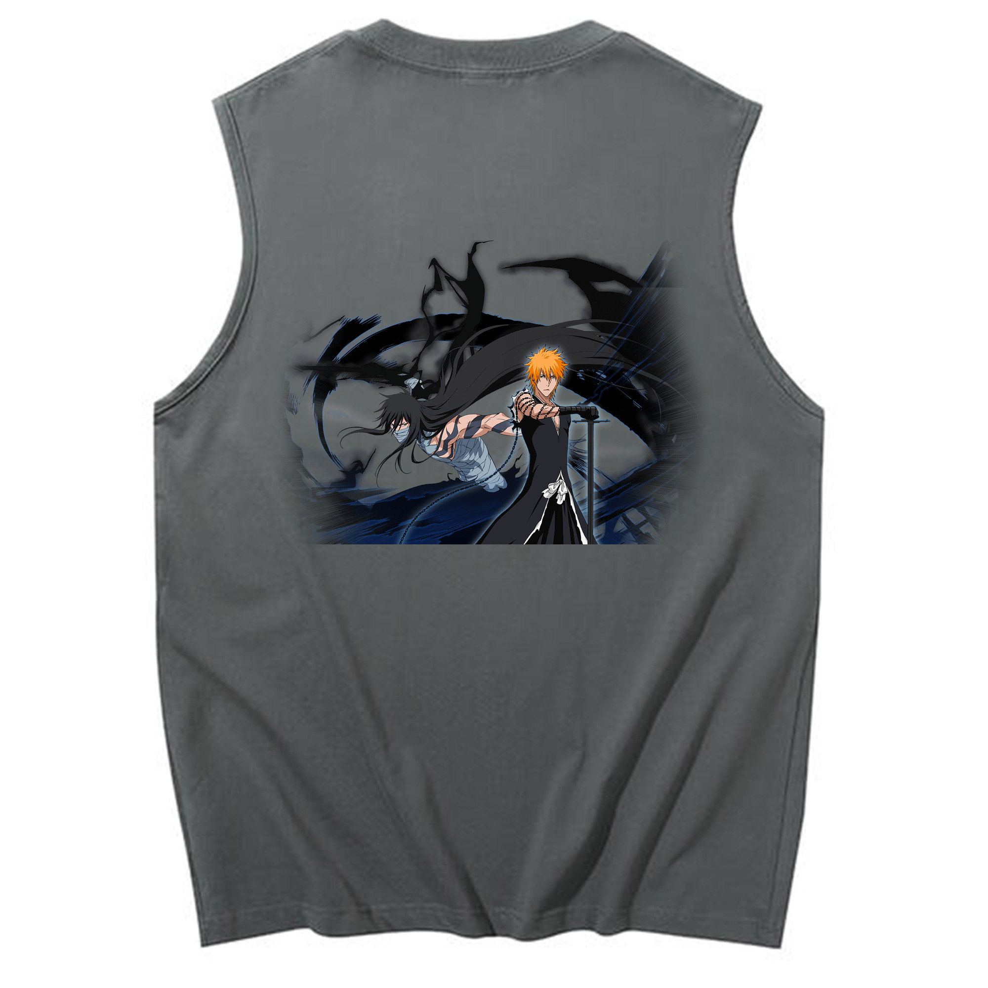 （画像用） ブリーチ 黒崎一護（くろさき いちご）BLEACH Kurosaki Ichigo コットン100％タンクトップ（背面プリント）